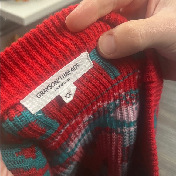 Grayson Threads Red and Green Sweater - Picture 3 of 5